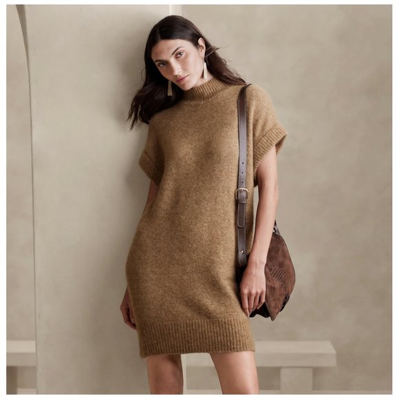 Banana Republic Adi Alpaca-Blend Sweater Dress in Camel - Picture 1 of 4